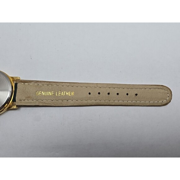 Vintage Santa Tennis Watch Japan Quartz New Battery Green Strap Unisex Gold Tone - Picture 11 of 12